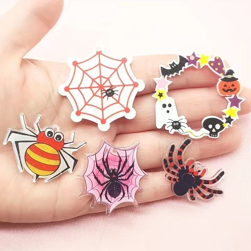 Jewelry Making Pendants - 10 Stück Acryl-Halloween-Spinnenanhänger, DIY-Schmuckherstellung, Ohrringe, Halskette,