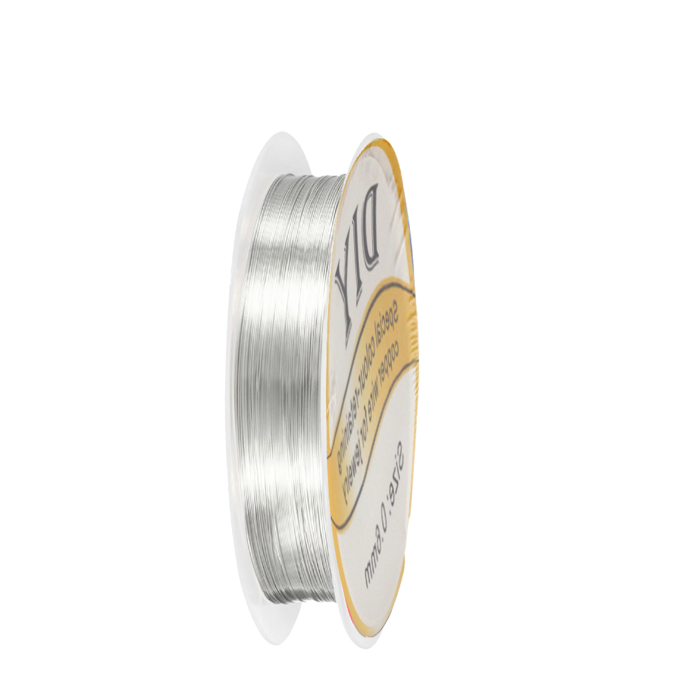 Jewelry Making Thread - 1 Rolle Silber-Kupferdraht, 0,3/0,4/0,5/0,6/0,8 mm, Perlenschnur