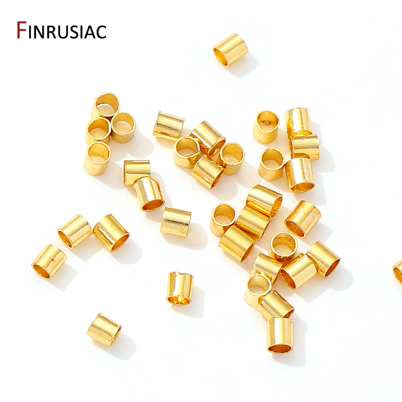 Crimp Bead Tube - 18K vergoldete Messingrohr-Crimp-Endperlen, 2/2,5 mm Stopper-Abstandsperlen