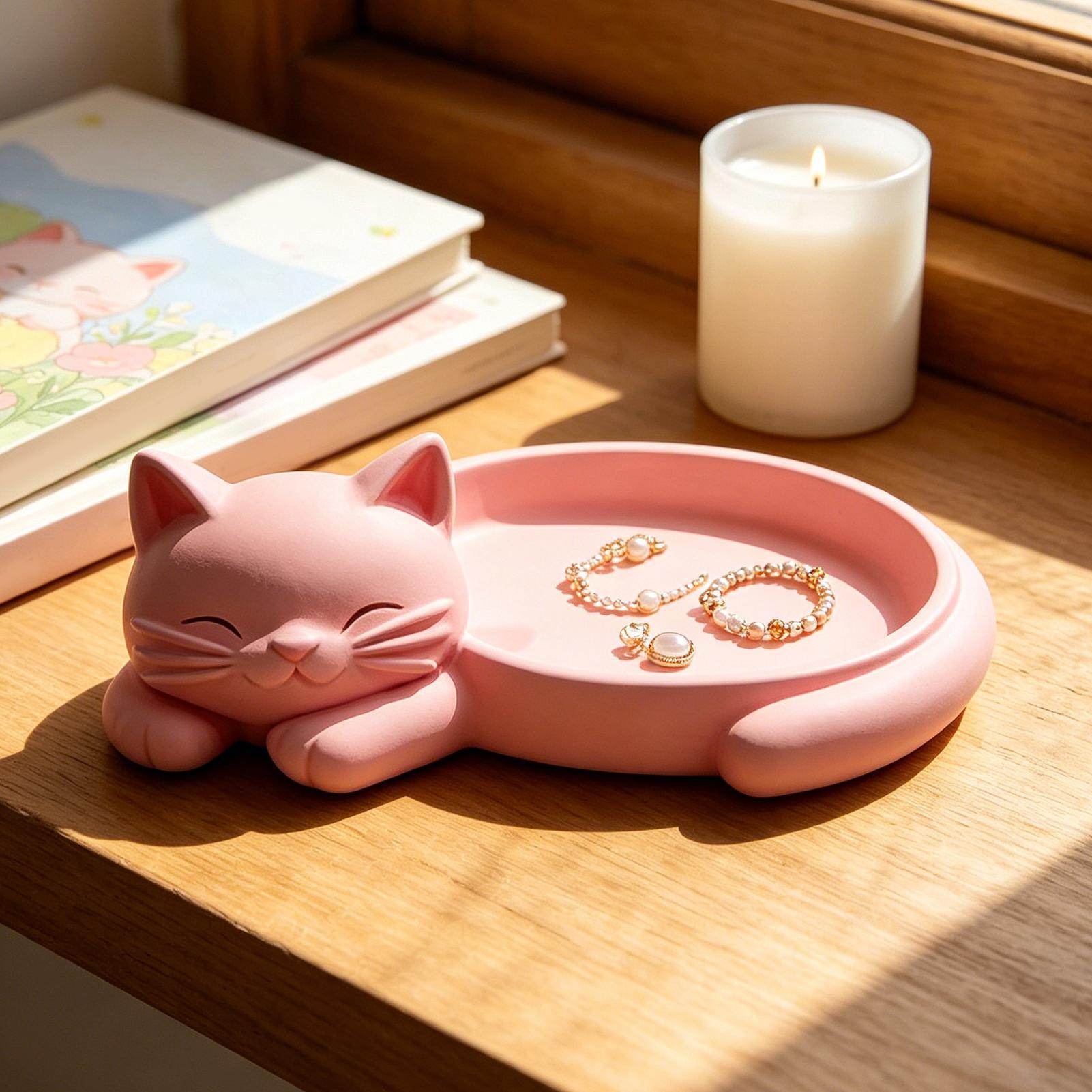 Jewelry Making Desk - Katzenförmiges Schmuck-Organizer-Tablett für Schlüssel und Ohrringe