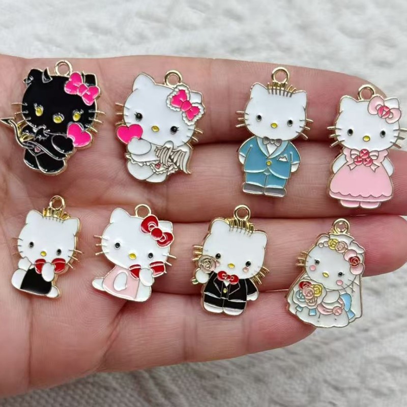 Jewelry Making For Couples - 10 Stück Cartoon-Emaille-Paar-Katzen-Anhänger, Niedliche Metall-Tier-Katzen-Charms für