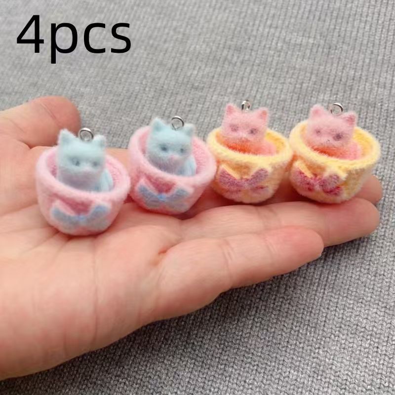 4 Stück 3D-Plüsch-Katzenanhäng – Jewelry Making Pendants Bewertung und Preis