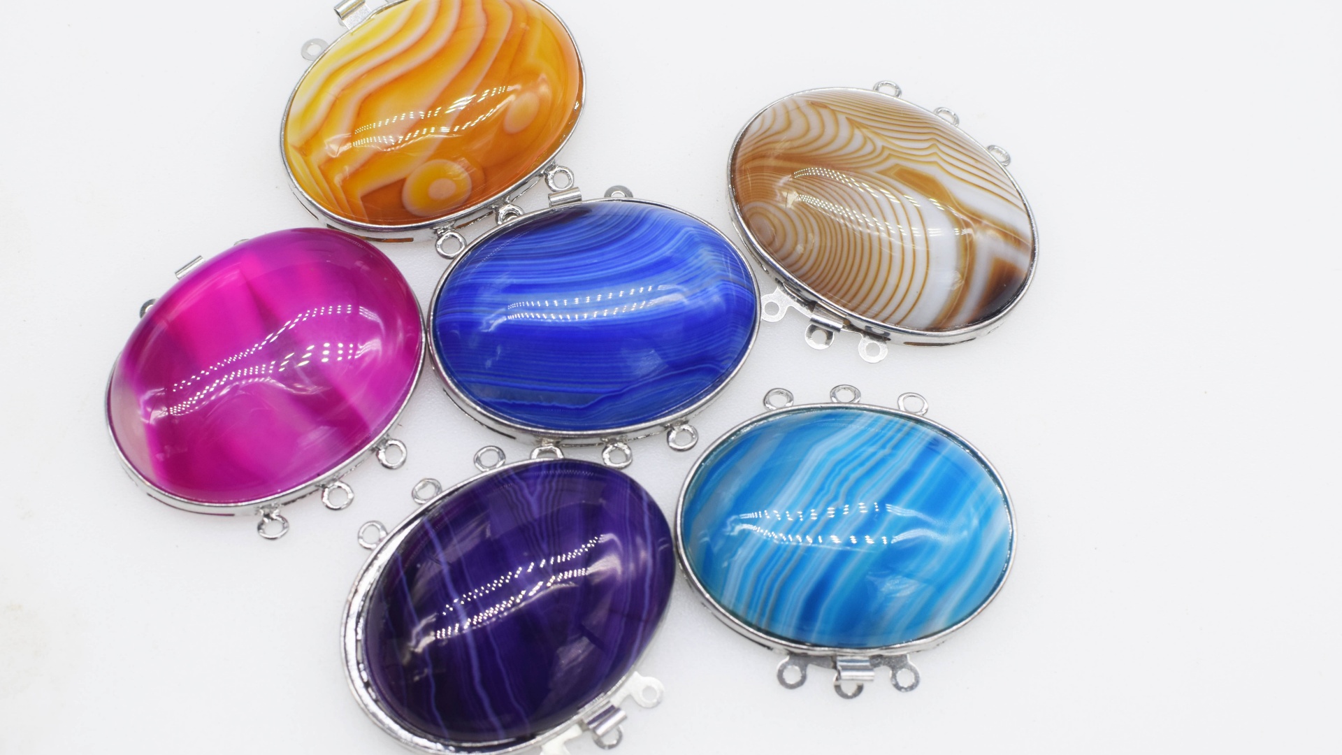 1 Stück Mehrfarbiger Achat Fla – Jewelry Making With Stones Bewertung und Preis